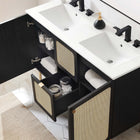 Modway Chaucer 48" Double Sink Bathroom Vanity - Black/White-Rattan Weave Doors