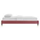 Modway Harlow Performance Velvet Queen Platform Bed Frame - Dusty Rose-Stain-Resistant Performance Velvet