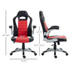 HOMCOM PU Leather Racing Gaming Chair with Flip Up Armrests - Red-Sturdy 5-Star base with supportive gas cylinder, can hold up to 264 lb