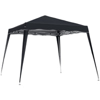Outsunny 8 ft W x 8 ft L Pop Up Canopy Foldable Outdoor Canopy Tent with Bag - Black-Suitable for organizing a small party, a picnic, beach outings, etc