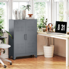 HOMCOM Metal Storage Cabinet with 2 Louvered Doors, Adjustable Shelves - Grey-Crafted from sleek metal to give a locker style look