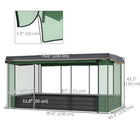 Outsunny Galvanized Raised Garden Bed with Cover - 91" L x 43" W x 43" H - Grey/Green-Zippered doors allow for easy access 