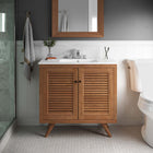 Modway Birdie 36" Teak Wood Bathroom Vanity Cabinet - Natural-Soft-close Hinges
