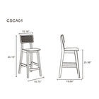Manhattan Comfort Versailles 15.75" Industry Chic Counter Stool - Black and Natural Cane - 3 Pack-Frame Made of American Solid Ash Wood Featuring Natural Grain Textures