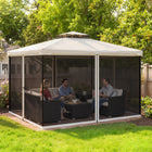 Outsunny Replacement Mosquito Netting for Gazebo 10' L x 12' W - Cream White-It is made of high-quality nylon. The smooth zippers are great for long-lasting use   