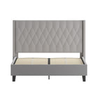 Flash Furniture Riverdale Queen Size Tufted Upholstered Platform Bed - Light Grey Fabric-Silver Nailhead Trim