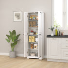 HOMCOM 67" H Farmhouse Pantry Cabinet - Distressed White-Assembly required