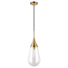 Hudson&Canal Ambrose 8.63" Wide Pendant with Glass Shade - Brass/Clear-Mid-century modern design for your entryway, foyer, or kitchen