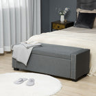 HOMCOM Modern Upholstered Flip Top Storage Ottoman Bench - Light Grey-Sporting a flip-top seat and a large enclosed compartment for storage