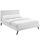 Modway - Macie Vinyle Lit à plateforme complet avec pattes rondes écartées, Blanc-Rembourrage en mousse dense