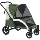 PawHut Foldable Pet Stroller for Dogs - Dark Green-Large size for dogs up to 66 lbs. (30 kg) and 26.8"(68 cm) long 