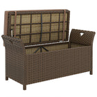 Outsunny 2-In-1 Patio Wicker Storage Bench with Handles and Cushion - Tan-Functions as a bench and box for storage