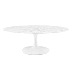 Modway Lippa 48" Oval Faux Marble Coffee Table - White-Modern Coffee Table