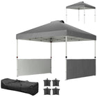 Outsunny 10 ft W x 10 ft L Pop Up Canopy Tent with 2 Half Sidewalls - Dark Grey-Quick setup and fold with a carry bag for easy transport