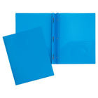 JAM Paper Plastic 2 Pocket POP Durable Folders with Metal Fastener Clasps - Blue - 6 Pack-Colour: Blue