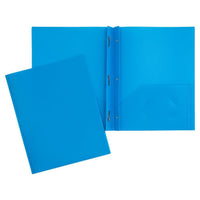 JAM Paper Plastic 2 Pocket POP Durable Folders with Metal Fastener Clasps - Blue - 6 Pack-Colour: Blue