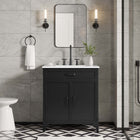 Modway Steamforge 30" Bathroom Vanity - White/Black-Shelving With Plumbing Cutout