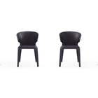 Manhattan Comfort Conrad 20.47" Mid-Century Modern Faux Leather Upholstered Dining Chairs - Black - Set of 2-Mid-Century Modern Dining Chair for Dining Room Use. Set of 2