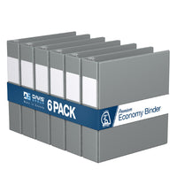 Davis Group Premium Economy Binder - D Ring - 2" - Grey - 6 Pack-3 Ring Binder