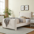 Modway Rael Performance Velvet Twin Platform Bed - Alabaster-Wood Slat Support System