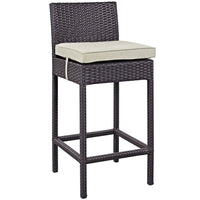 Modway Convene Outdoor Patio Fabric Bar Stool - Espresso Beige-For entertaining or everyday use