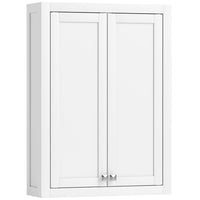 HOMCOM Bathroom Wall Cabinet with 2 Doors and Adjustable Shelves - White-Two adjustable shelves, each with three height options, fit tall or short items