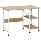 HOMCOM 42.1" Folding Computer Desk with Storage Shelves - Natural-Foldable design for home office, dorm, bedroom, study room