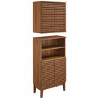 Modway Render Bathroom Cabinet Set - Walnut-Freestanding and Wall-Mounted Design