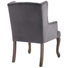Modway Realm French Vintage Dining Performance Velvet Armchair - Grey-Elegant Deep Button Tufting