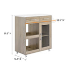 Modway Culinary Kitchen Cart With Spice Rack - Oak White-Rubberwood Top