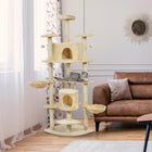 PawHut 79" Large Cat Tree Tower with Scratching Posts and Hammock - Beige-Covered with soft plush, your cats will love this feline-friendly touching			 