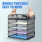 ShoppingAll Metal Mesh 5-Tier Tray Letter and File Desk Organizer with Handle-7