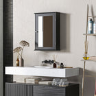 Kleankin Wall Mount Bathroom Mirror Cabinet with Shelves - Black-Stylish design with silver handles enhance the sense of elegant