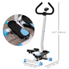 Soozier Stepper Exercise Machine with Handlebar - White & Blue-Adjustable oil pressure rod resistance system for smooth stepping