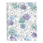Blueline 2027 DoodlePlan Colouring Weekly/Monthly Planner with Twin-Wire Binding - 11" x 8-1/2" - Botanica Design - Bilingual-Ruled space for each day of the week