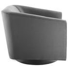 Modway Twist Accent Lounge Performance Velvet Swivel Chair - Grey-Black Metal Swivel Base