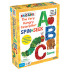 Briarpatch The Very Hungry Caterpillar Spin & Seek ABC Game -Contains one game board, one spinner, 52 image cards, 4 playing pieces, and instructions.