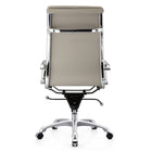 Plata Import Paco Office Chair PU Leather High Back Foam Metal Frame - Grey-Fixed Arms
