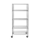 Seville Classics 5-Tier NSF Steel Wire Shelving Rack with Wheels - 72" H x 36" W x 24" D-Material: Chrome / Metal