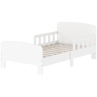 Qaba Bed Frame with Safety Side Rails for Kids - White-Double-sided guardrails keep users safe and prevent rollouts
