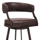 Armen Living Saturn 30" Bar Height Swivel Bar Stool in Brown Faux Leather & Auburn Bay Metal-4