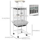 PawHut 61.5" H Bird Cage with Stand, Pull Out Tray, Play Top, Storage Shelf and Wood Perch - White-Storage rack for placing pet supplies 