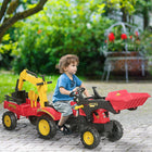 Aosom 3-in-1 Kids Ride-On Excavator Toy with Controllable Cargo Trailer - Red-With 6 durable plastic wheels at the bottom, provide a smooth drive 