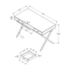 Monarch Specialties 7211 48" Computer Desk - Glossy White/Chrome Metal-This glossy white desk features a contemporary X-design chrome metal base that ensures sturdiness 
