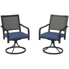 Outsunny Outdoor Patio Swivel Rocker Chairs with Cushion - Blue-For two people to relax around the pool together 