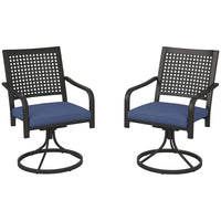 Outsunny Outdoor Patio Swivel Rocker Chairs with Cushion - Blue-For two people to relax around the pool together 