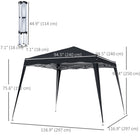 Outsunny 8 ft W x 8 ft L Pop Up Canopy Foldable Outdoor Canopy Tent with Bag - Black-Heavy-duty metal construction ensures steadiness and stability
