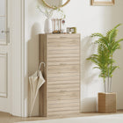 HOMCOM Slim Shoe Storage Cabinet with 3 Flip Drawers for 12 Pairs - Oak-Melamine coating surface is easy cleaning