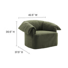 Modway Lark Slipcovered Fabric Oversized Armchair - Sage-Linen-Blend Fabric Upholstery