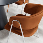 Modway Nella Upholstered Performance Velvet Dining Chair - Rust/Silver - 2 Pack-Decorative Round Button